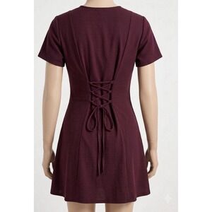 DBY Ltd Vtg 90s Gingham Lace Up Back Mini Dress Sz M/L Dark Academia Grunge Fall